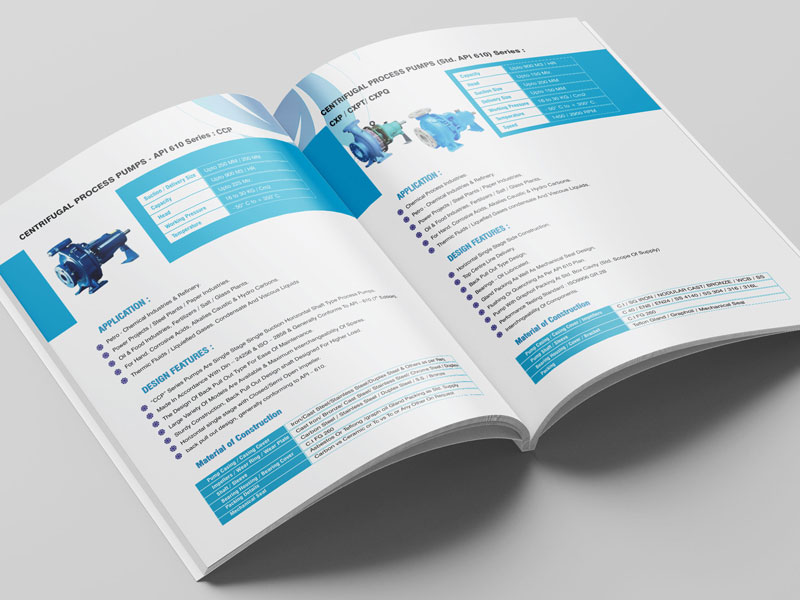 Brochure for a pump manufacturing engineering company